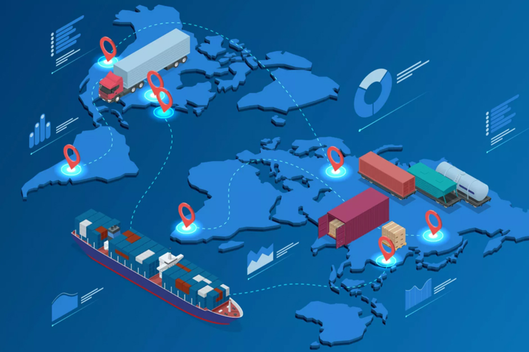 Retail ecommerce and global trade logistics network